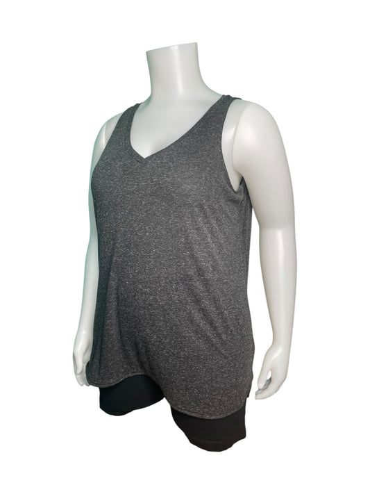 Grey V-Neck Sleeveless Tank Top