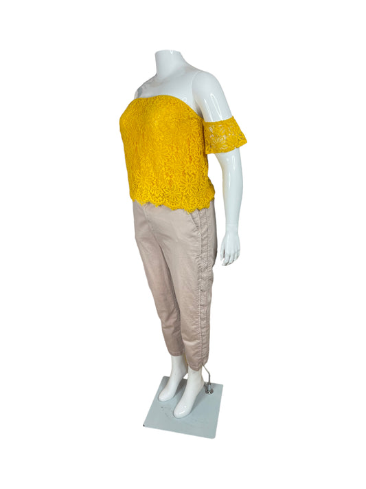 Yellow Lace Off-the-Shoulder Top