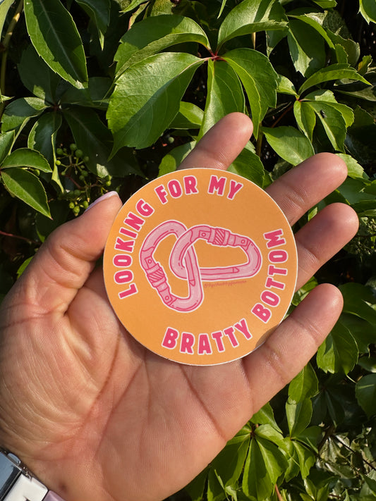 Looking for My Bratty Bottom Orange and Pink Circle Sticker
