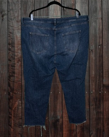 Dark Blue Distressed Hem Jeans