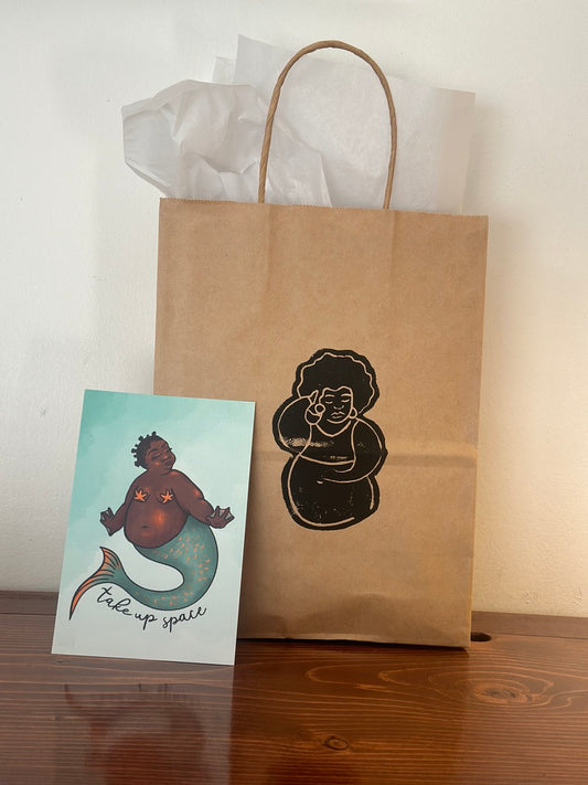 Black Chubby “Take up Space” Mermaid w/ Starfish Print