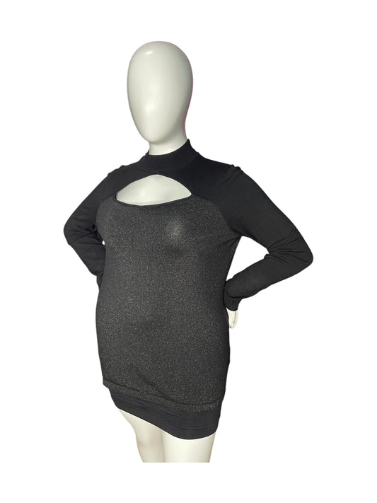 Black & Silver Long Sleeve Mini Dress