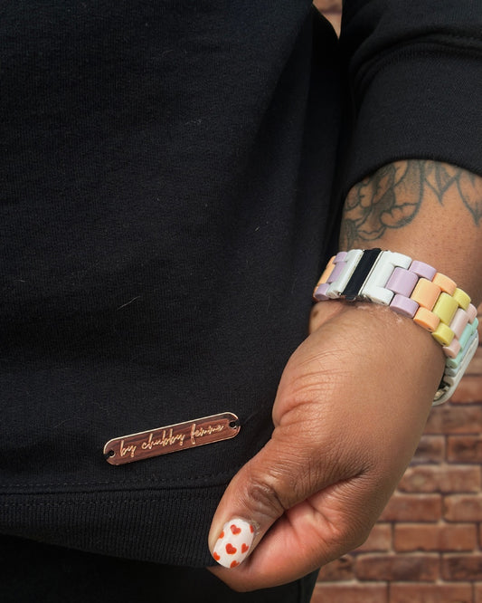 Black with Blue FATTY Embroidered Crewneck Sweatshirt