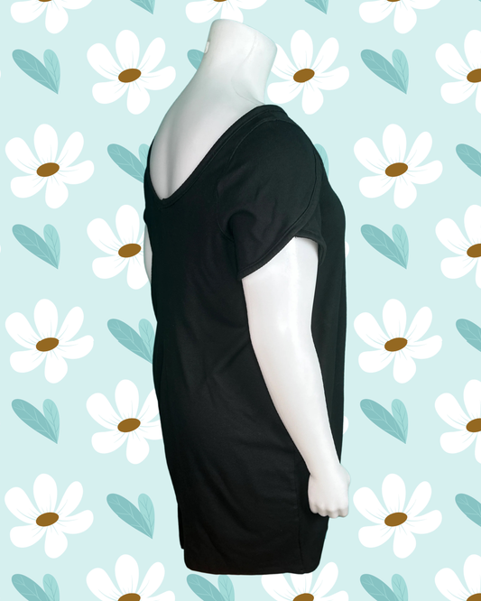 Black Cap-Sleeved Mini Dress