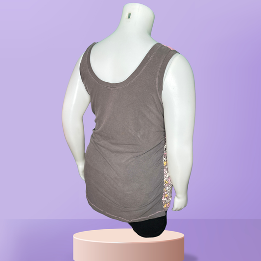 Grey, Pink, and Yellow Skull, Stars and Bunny Patterned Tank Top