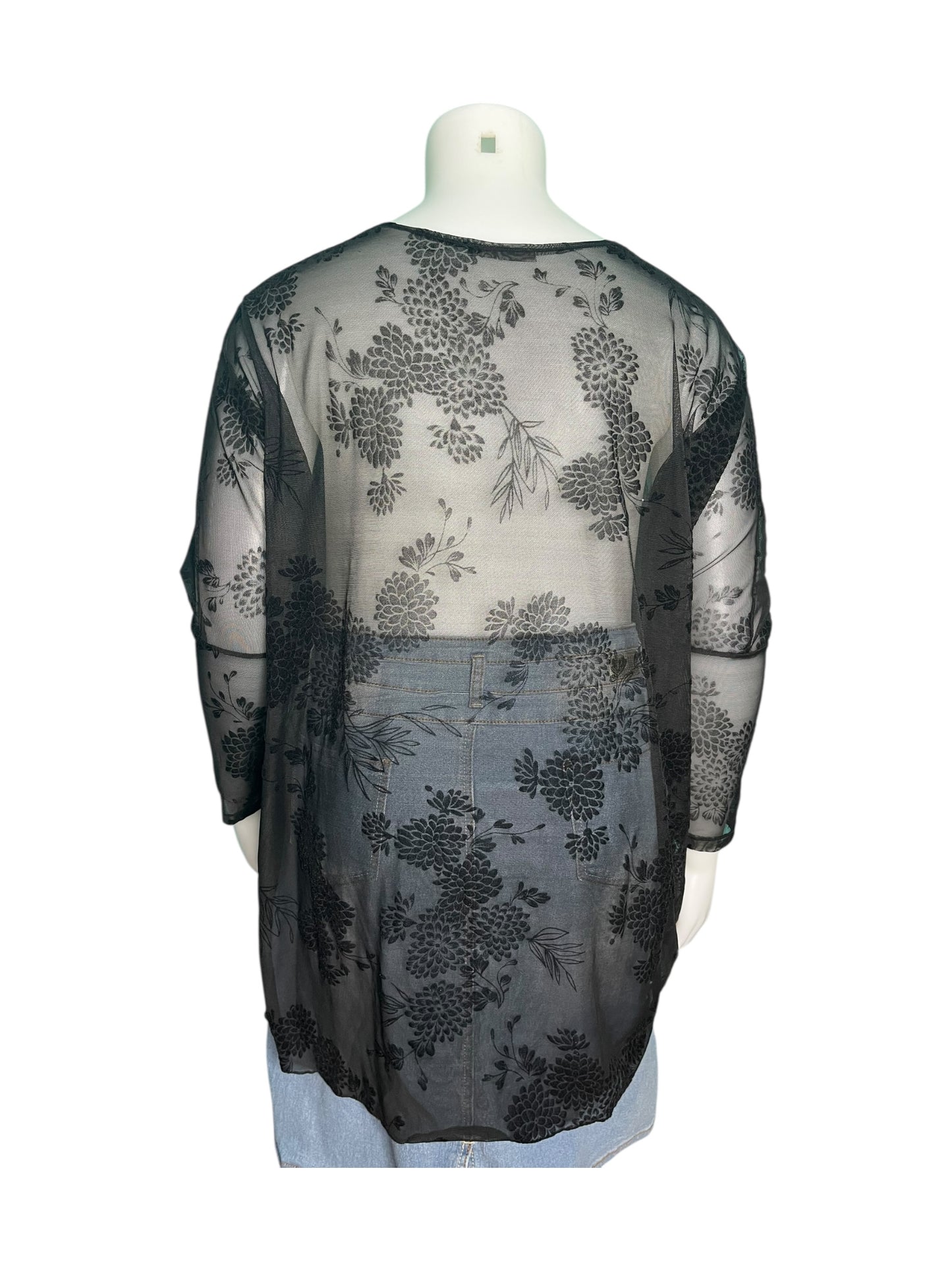 Black Sheer Long Sleeve Top