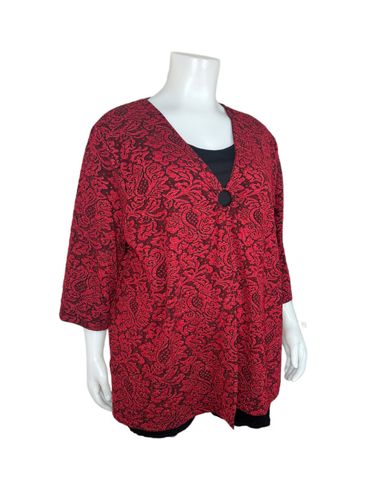 Sparkly Red 3/4 Long-Sleeved Blouse