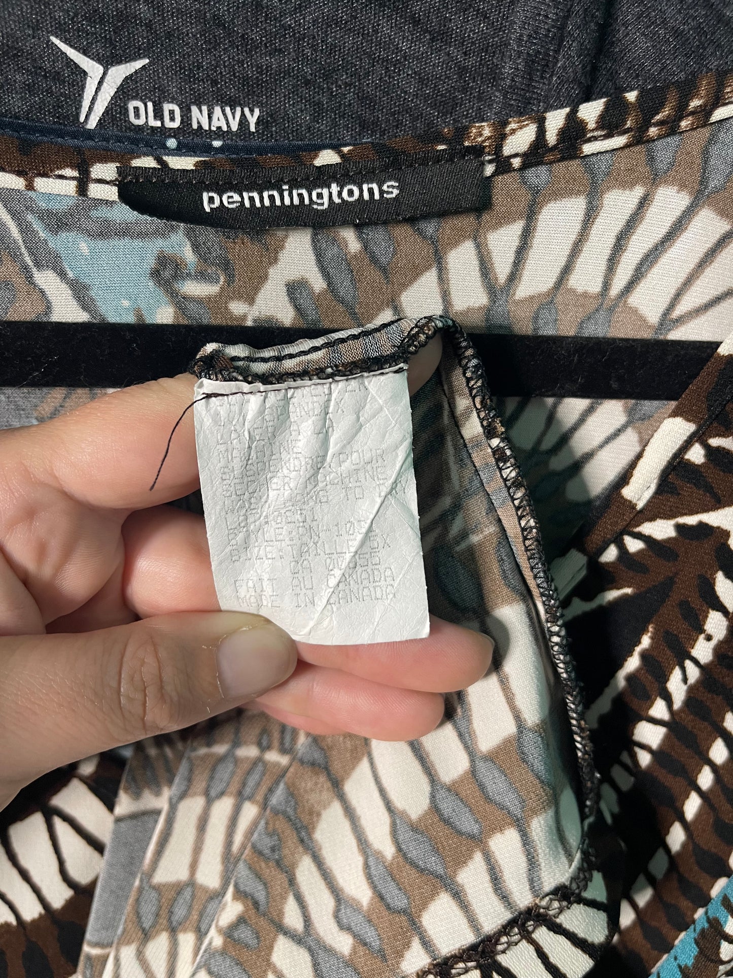 Brown, White and Teal Shirt