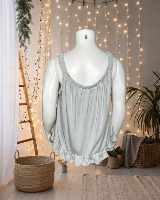 Grey Sleeveless Ruffle Hem Tank Top
