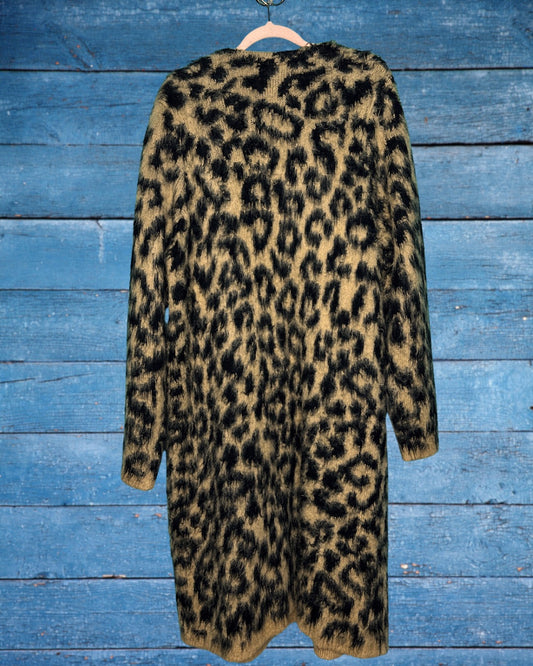 Black & Tan Cheetah Print Maxi Cardigan