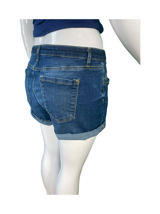 Blue Denim Jean Cuffed Shorts