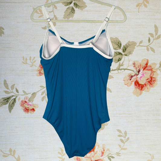 Blue with White Trim One Piece Swim Suit