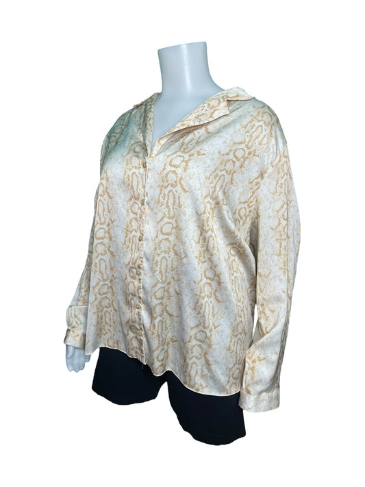 White and Gold Snake Long Sleeved Dress