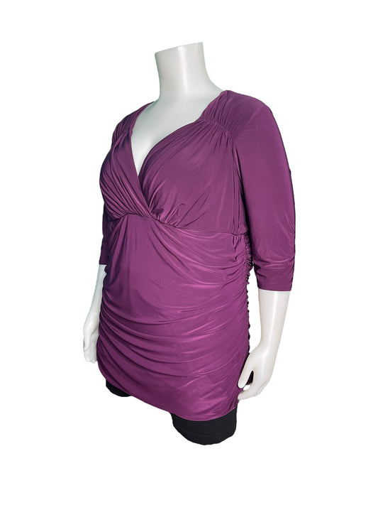 Purple 3/4 Sweetheart Neckline Blouse
