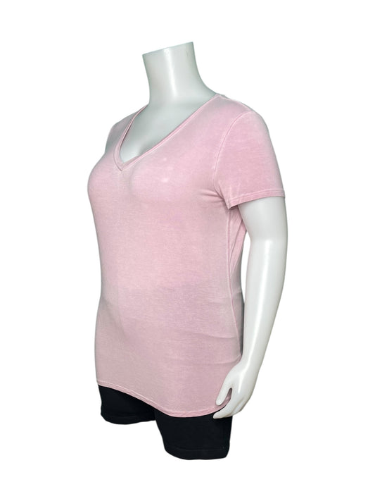 Light Pink V-Neck Short Sleeved Top
