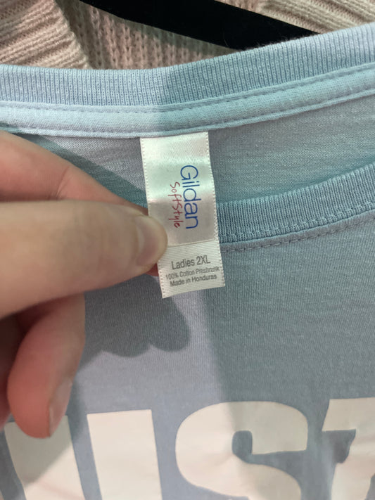 Baby Blue "Just Let Go" Graphic PJ Top