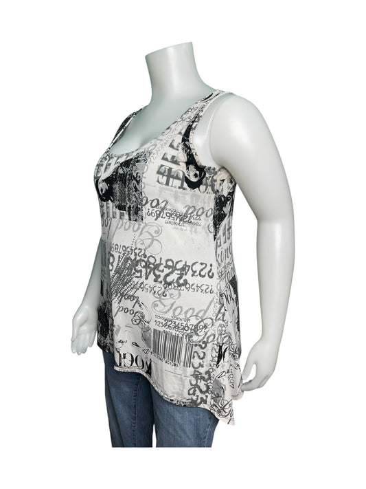 Black and White Newsprint Tank Top