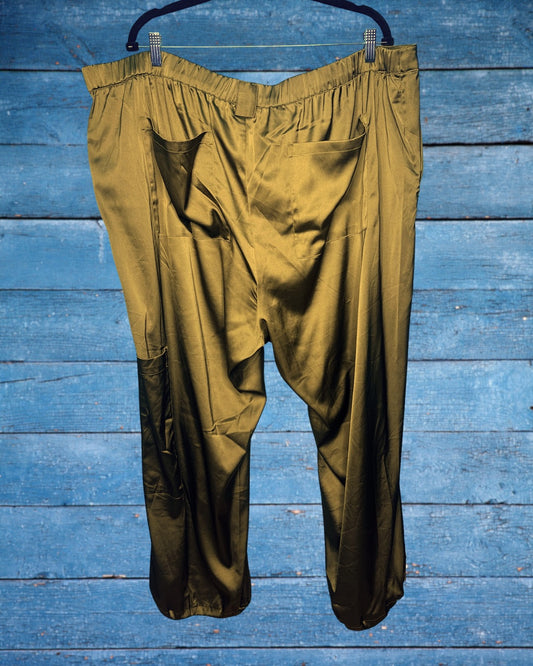 Olive Green Satin Dress Pants