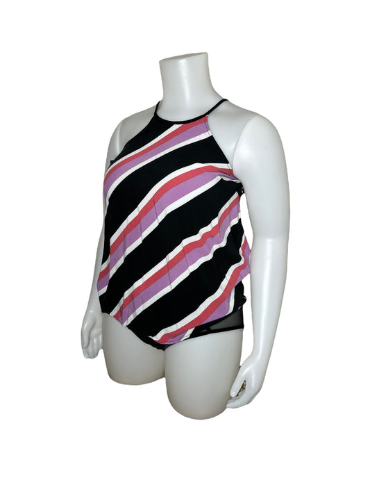 Black, Pink & White Halter Top