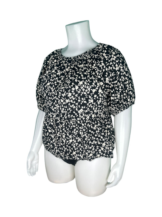 Black w/ White Floral Print