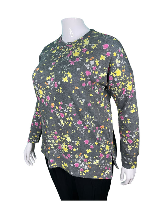 Grey Floral Long Sleeved Sweater