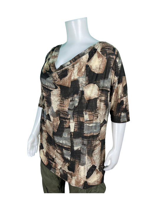 Tan & Brown Abstract Blouse