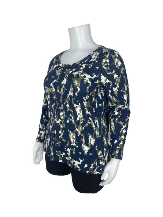 Blue, Grey & White Long Sleeve Top