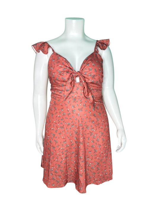 Burnt Orange Dark Teal Floral Dress