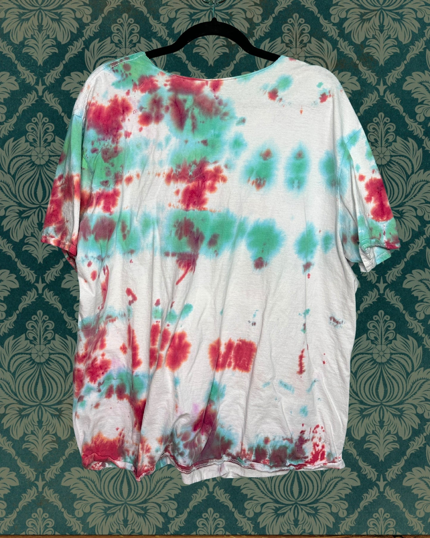 Green, White & Red Tye Dye Christmas Graphic Short Sleeve T-Shirt