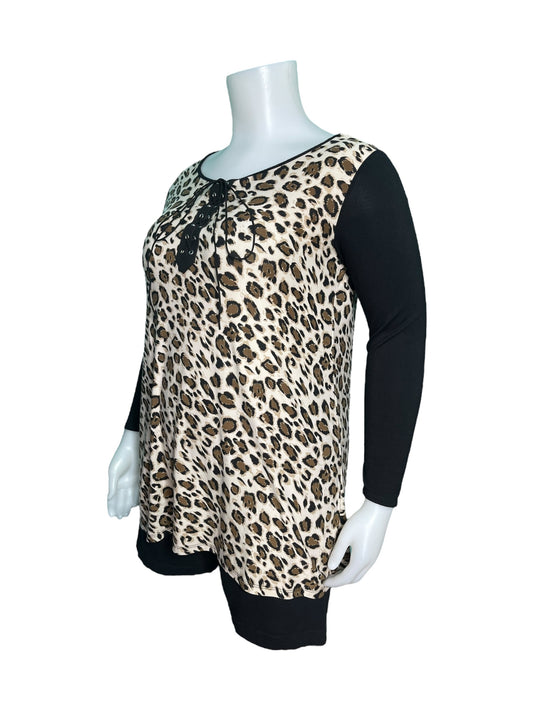 Black & Brown Cheetah Print Long Sleeved Top