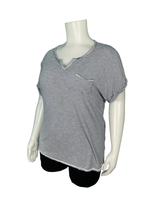 White & Blue V-Neck T-Shirt