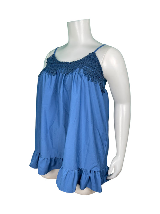 Blue w/ Lace Detail on Neckline Tank Top