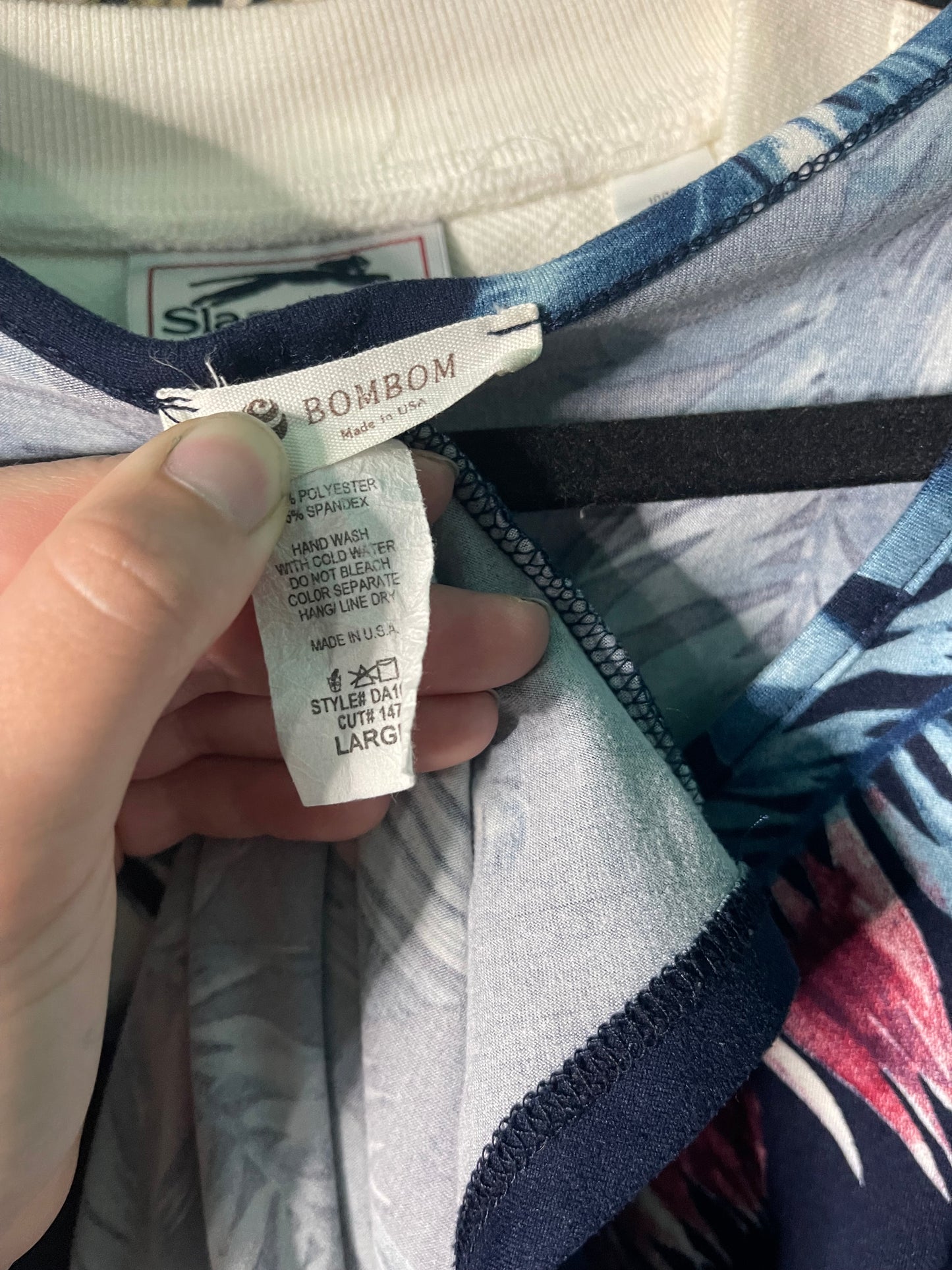 Navy Blue w/ Tropical Patterned Sleeveless Mini Dress