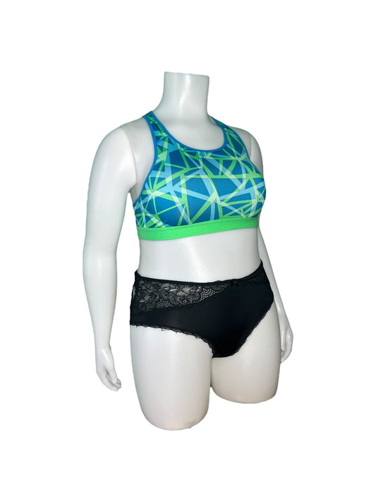 Green and Blue Pattern Sports Bra