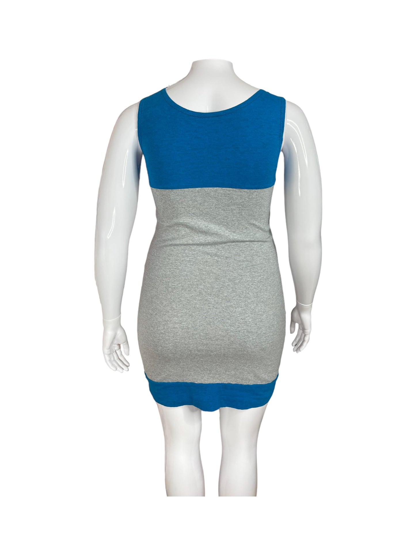 Blue & Grey Dress Graphic Sleeveless Mini Dress