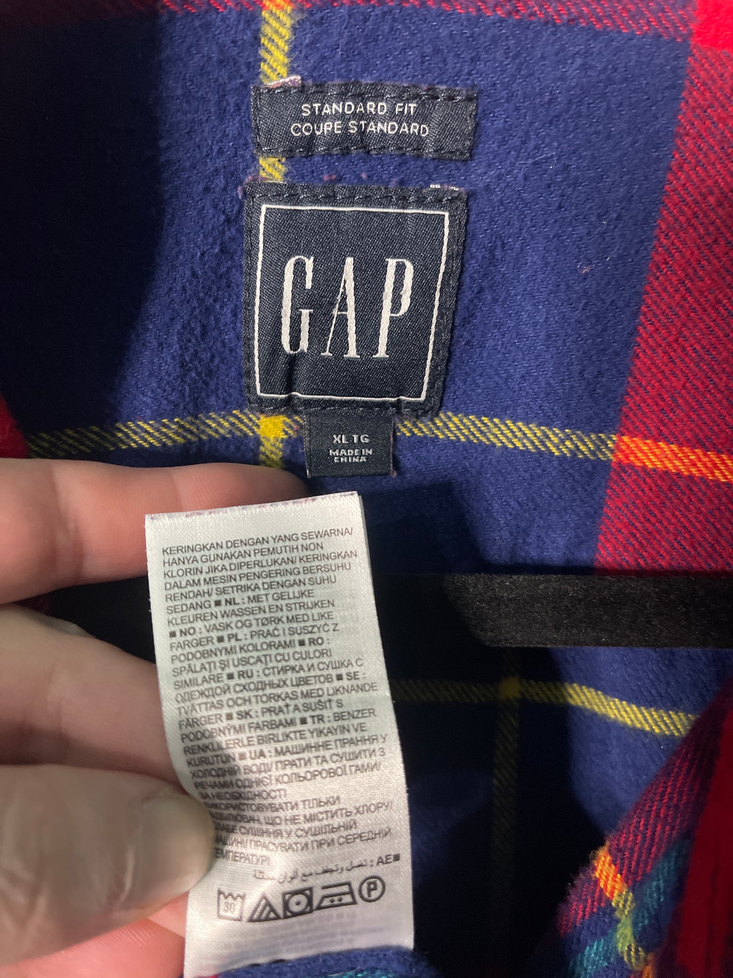 Blue & Red Long Sleeved Plaid Button up