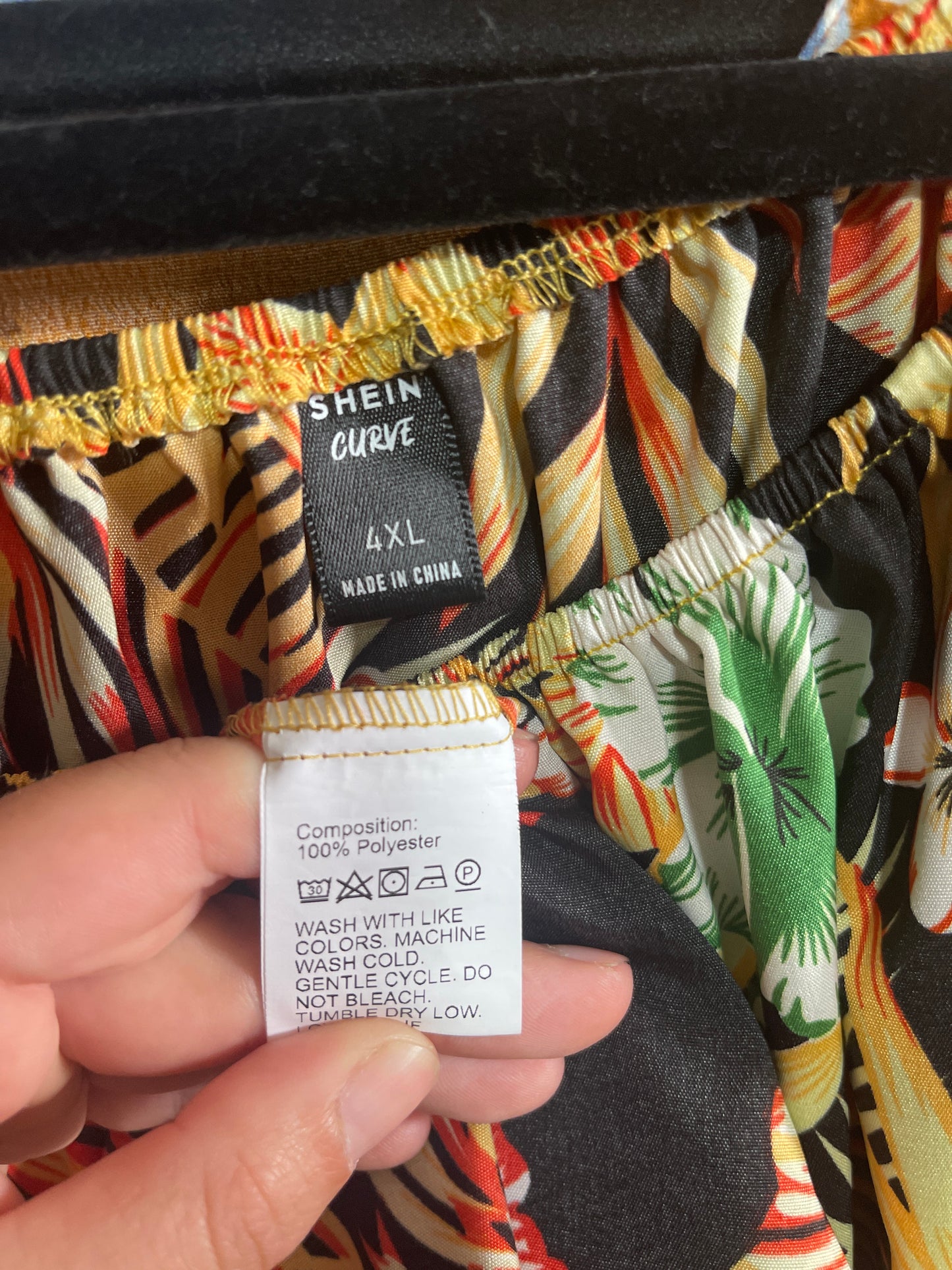 Black w/ Orange, Green and Pink Floral Long Sleeved Dress