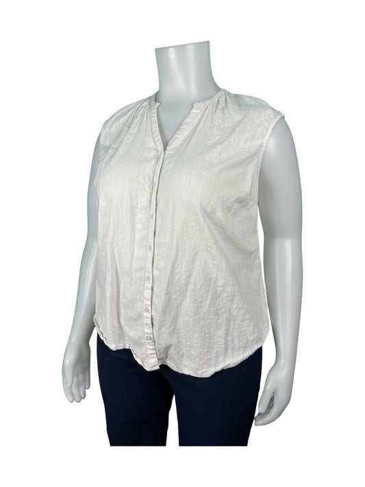 White Sleeveless Button up Blouse
