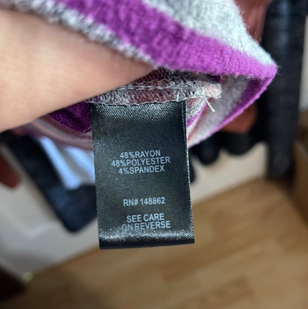 Pink Stripes on Grey Sweater