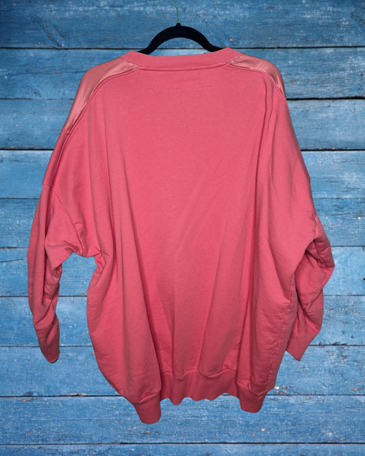 Pink Satin Front Crewneck Jumper