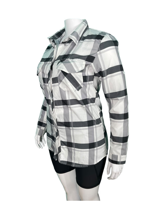 White & Grey Plaid Top