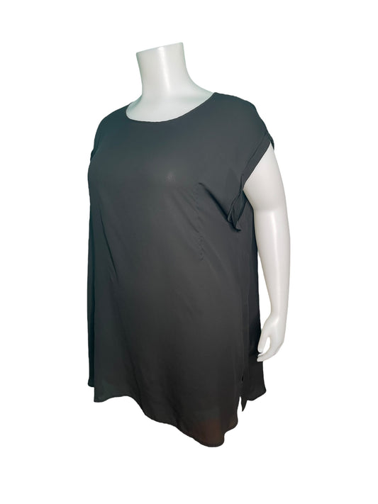 Black Cap Sleeved Sheer Long Shirt