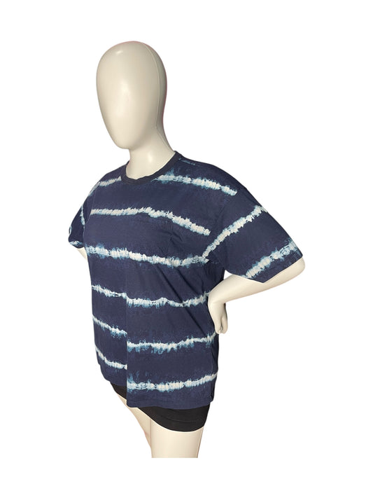 Navy & White Striped Tye Dye T-Shirt