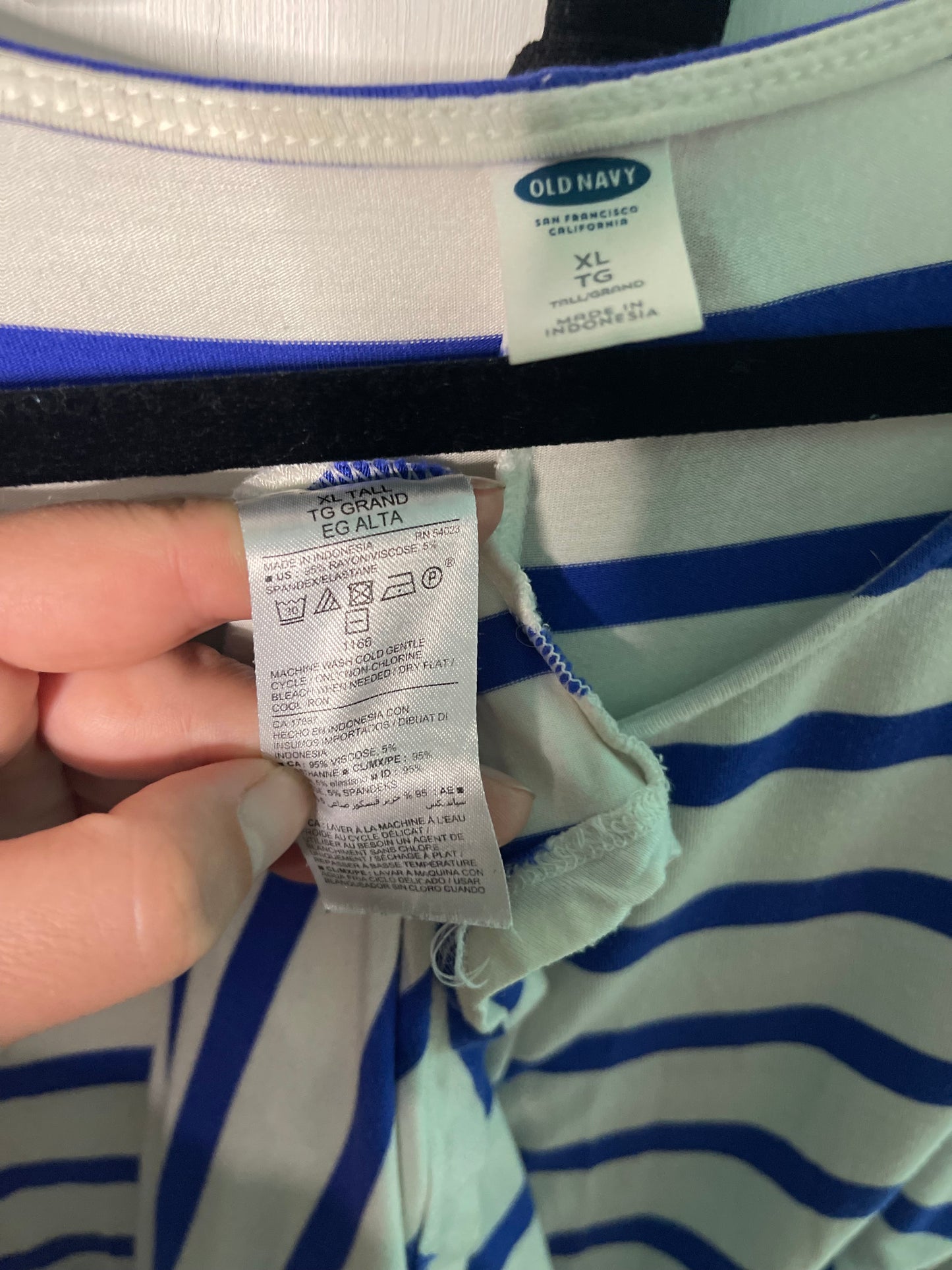 White and Blue Horizontal Striped Sleeveless Dress