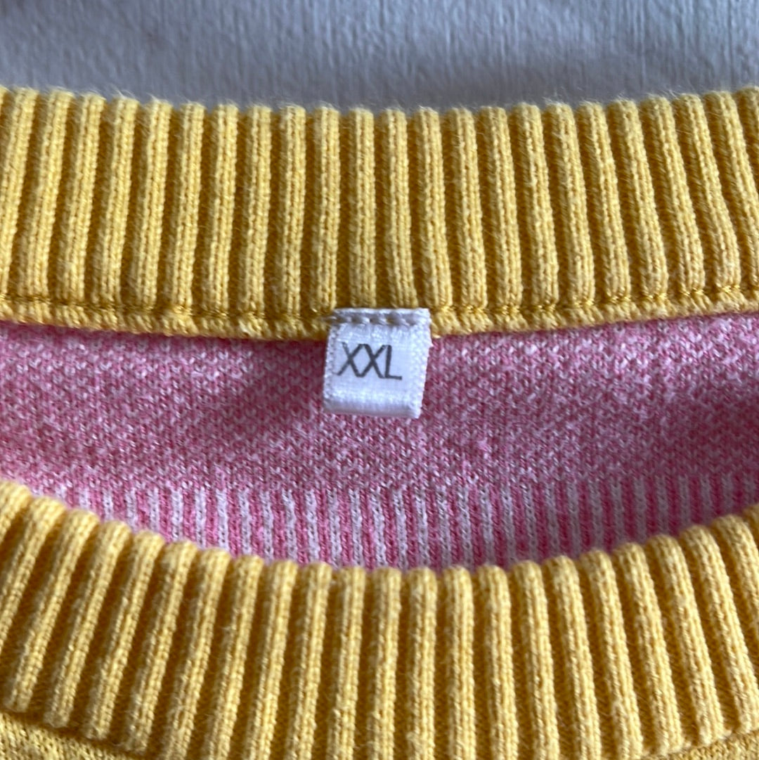 Pink, Yellow & White Kitty & Floral Print Knit Jumper (XXL)