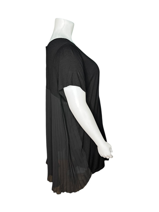 Black Crew Neck with Back pleated design Blouse