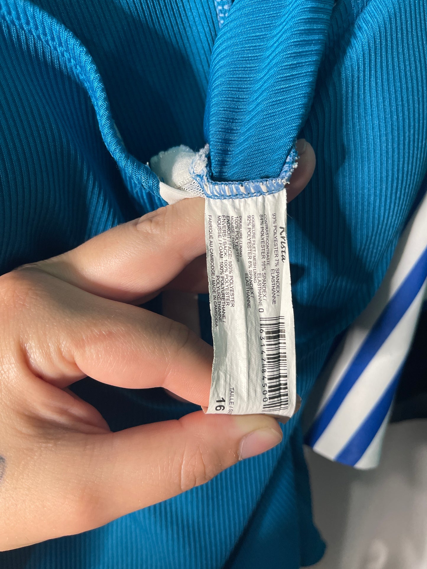 Blue with White Trim One Piece Swim Suit