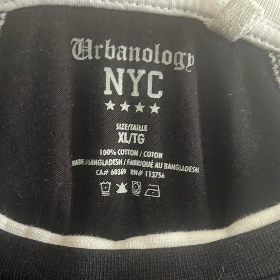 Black Baseball Style Long Sleeve Shirt w/ Fold Graphic Design