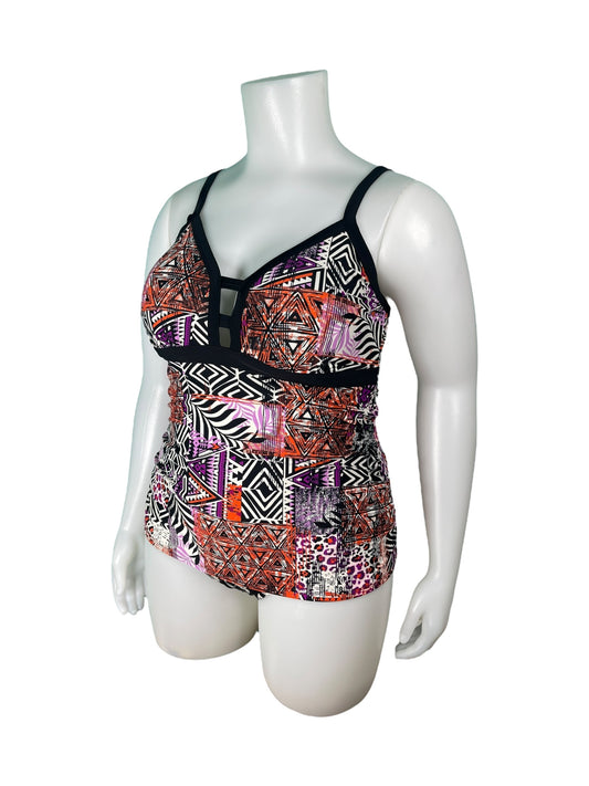Purple & Orange Tropical Pattern Swimwear Top