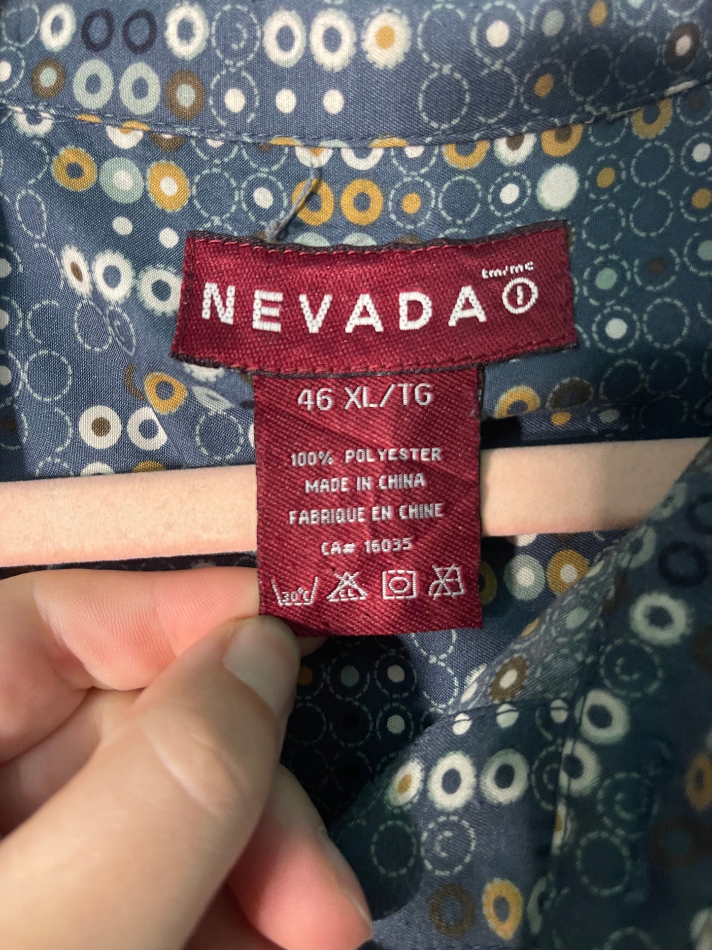 Dark Blue w/ Tan and Cream Short Sleeved Button Up